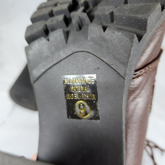 Soda Ankle Boots 9 Brown Lace-Up Chunky Heel Booties - Picture 8 of 9